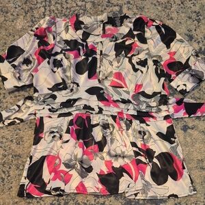 BCBGMaxAzria Black and Pink Floral Blouse